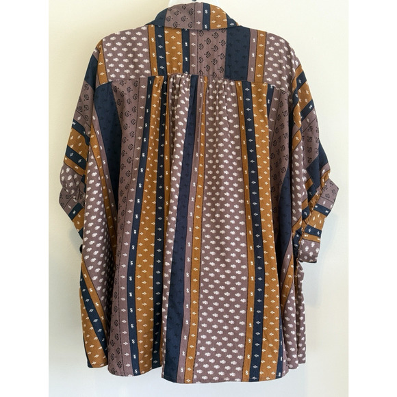 ee:some Womens Size S Button Up Dolman Black/Brown Stripe Shirt Boho Retro NWT - Picture 3 of 5